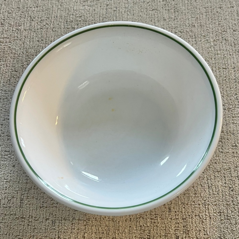 Corelle by Corning Vitrelle Cereal Bowl White with Green Rim Band 6.25 Inch